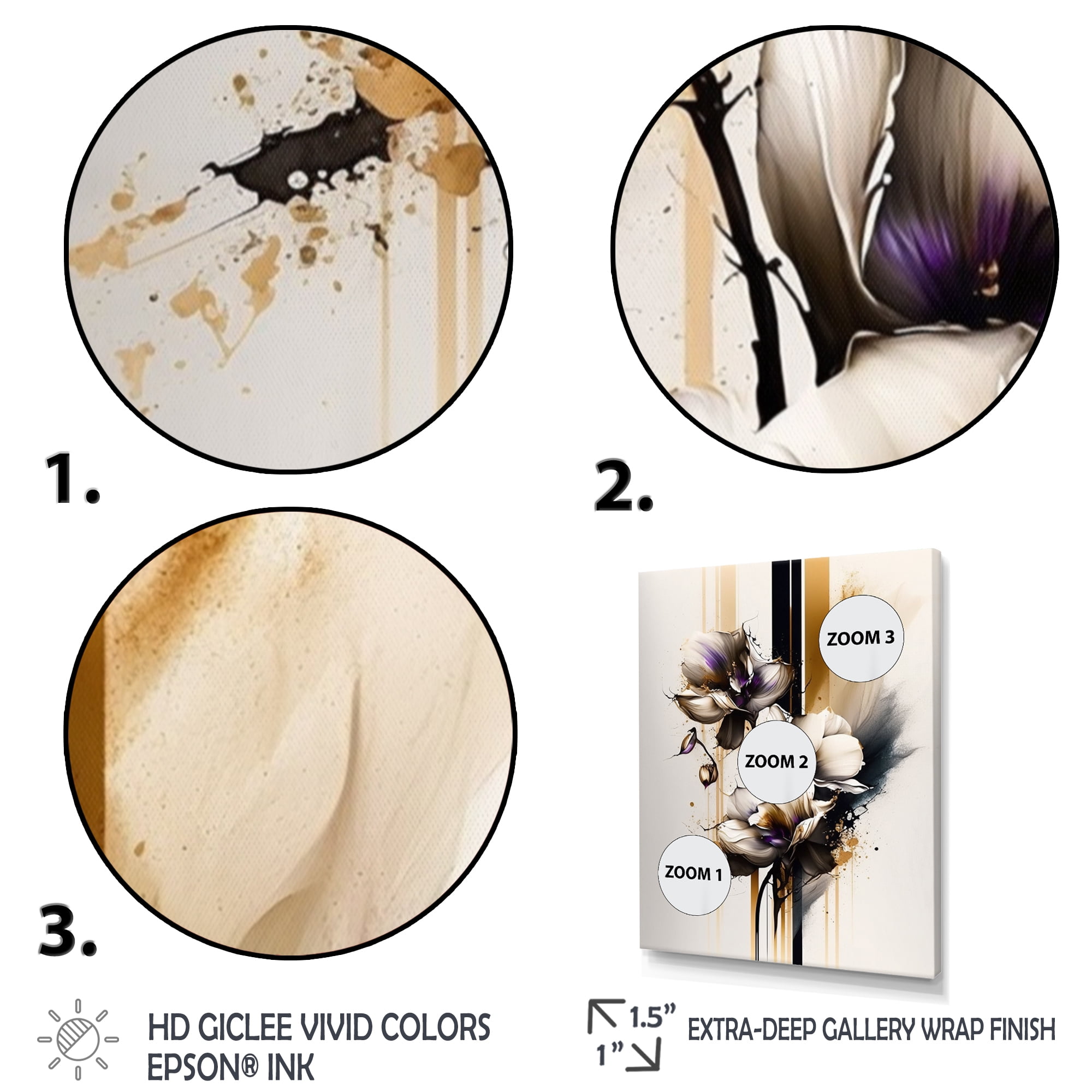 Designart White Orchid Flower On Golden Beige Paint II Canvas Wall Art