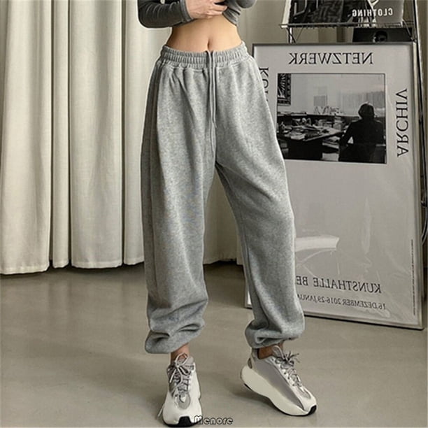 Pantalones de mujer, pantalones de chándal negros para correr, pantalones deportivos holgados para mujer, pantalones grises para correr de cintura alta, pantalones informales para mujer Tan Jianjun unisex