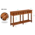 thumbnail image 2 of Retro Console Table Entryway Table 58" Long Sofa Table with 2 Drawers in Same Size and Bottom Shelf for Storage, Brown, 2 of 9
