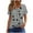Dark Gray, variant on Womens Short Sleeve T-shirts Summer Pleated Square Neck Floral Tops Casual Loose Fit Tee, Sizes S-3XL