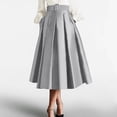 thumbnail image 2 of Women's Vintage Style Midi Skirt with Hidden Side Pockets and Flared Hem, Soft Stretch Fabric for All Day Comfort Gray L, 2 of 7