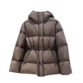 thumbnail image 5 of JGGSPWM Quilted Puffer Jackets for Women Stand Collar Warm Winter Coats Thicken Padded Down Outerwear with Adjustable Waist Brown XS, 5 of 6