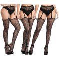 thumbnail image 1 of Qertyioot Collants Mode Leggings Unis Pantalons Dentelle Grande Taille Bas Résille Bas en Filet, 1 of 3