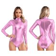 thumbnail image 3 of Traje de baño para gimnasia brillante metálico para mujer, leotardo de Ballet atlético, mono ajustado para Yoga, Ropa de baile de Ballet de una pieza, 3 of 5