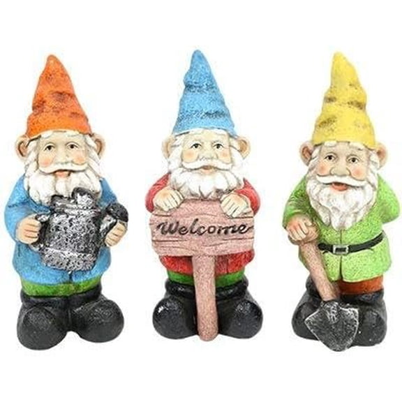 Alpine KGD100ABB Lawn Ornament, Colorful Resin Gnomes, 10-In, Assorted - Quantity 6