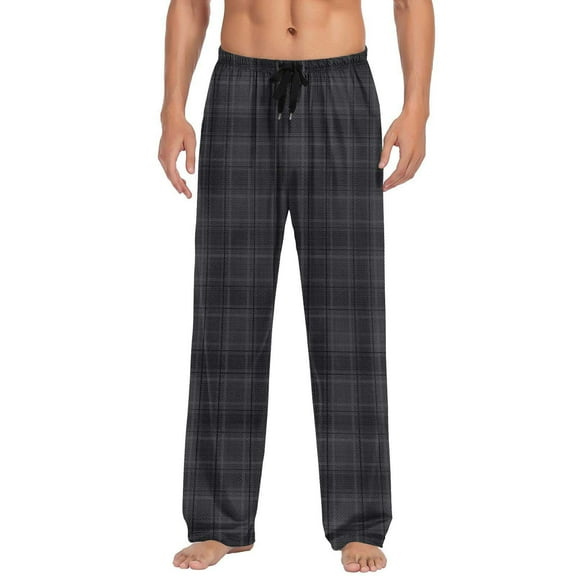 Tnhcen Men's Plaid Print Elastic Waistband Drawstring Pajama Pants with 2 Side Pockets Loose Fit Soft 95% Polyester 5% Spandex Sleepwear for Men S-3XL