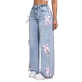 thumbnail image 5 of OJSFQUFP Girls Jeans Elastic Waist Wide Leg Baggy Loose Pants Kids Trousers Streetwear Washed Sweatpants, 5 of 9