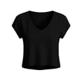 thumbnail image 6 of Ruimatai Womens V Neck Short Sleeve Cropped T Shirt Casual Loose Fit Crop Tops for Daily Wear, 6 of 6