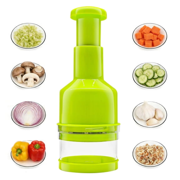 GARITIN Onion Chopper, Hand Press Vegetable Chopper with Stainless Steel Blades Onion Dicer, Manual Food Chopper for Garlic, Onion, Green