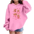 thumbnail image 2 of Girls Pink Teddy Bear & Hearts Love Hoodie, Cute Oversized Fleece Sweatshirt for Kids, Casual Graphic Pullover,Size 7 T, 2 of 8