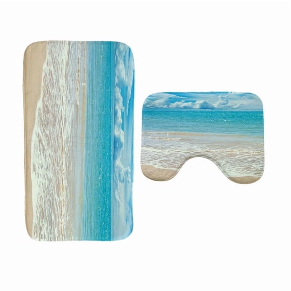 Soft Comfort Flannel Bathroom Rugs Non Slip Bath Floor Mats 2 Pcs Set Carpet Washable Doormat