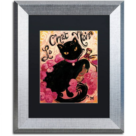 Trademark Fine Art "Le Chat Noir" Canvas Art by Natasha Wescoat, Black Matte, Silver Frame