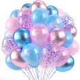 thumbnail image 1 of Yanonmyfd 60PC Rainbow Balloons Set, Colorful Balloons, 12 Inch Bright Color Yellow Orange Hot Pink Teal Blue Confetti Balloon Helium for Rainbow Wedding Day Birthday Party decorations,Blue Pink, 1 of 30