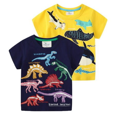 

Aolyty Toddler Boys T Shirt Glow in Dark Shark T-Shirt Cotton Tops 4T