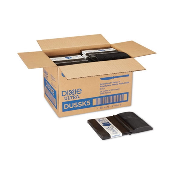 Smartstock Tri-tower Dispensing System Cutlery, Knives, Mediumweight, Polystyrene, Black, 40/cartridge, 24 Cartridges/carton