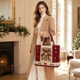 thumbnail image 5 of Christmas Quilted Tote Bag, Holiday Shoulder Tote Bag, Large Capacity Laptop Handbag With Cup Holder, Ideal Holiday Gift For Women Work Travel Shopping, 5 of 5