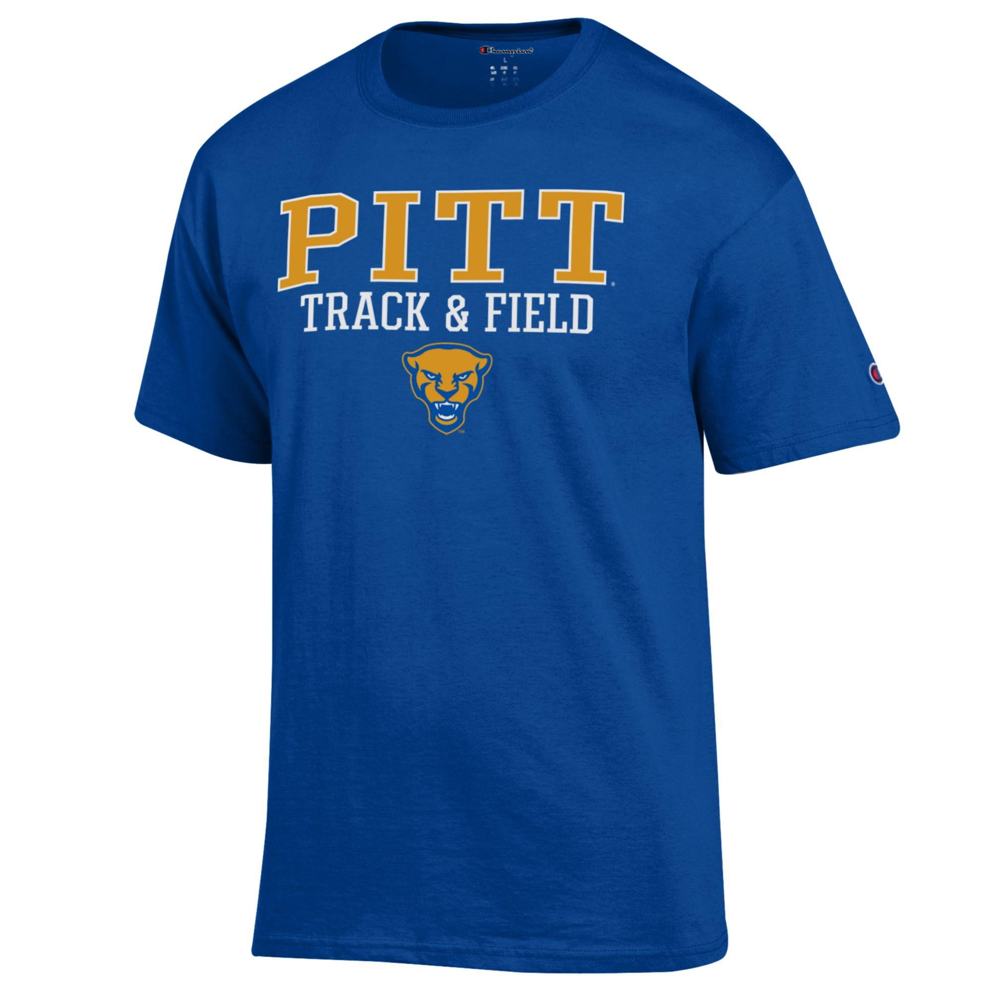 Men's Champion  Royal Pitt Panthers Track & Field Stack T-Shirt