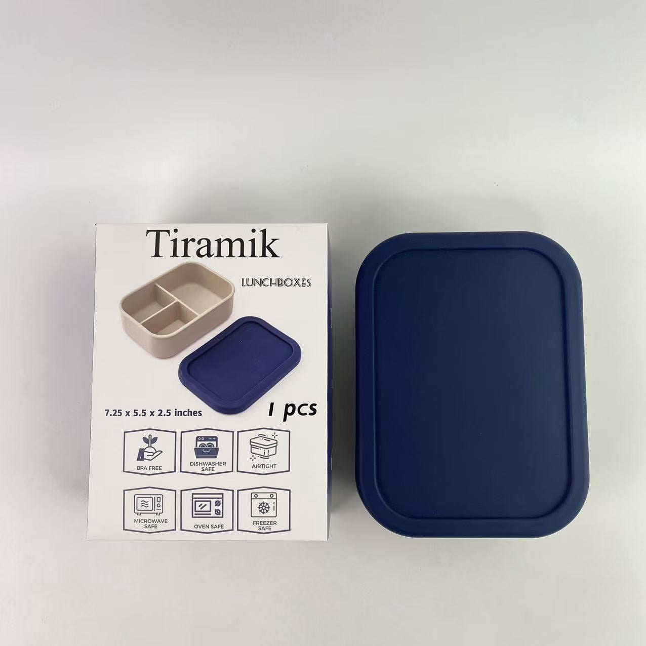 Tiramik Lunch boxes,3 Compartment Lunch Box - Microwave, Dishwasher and Freezer Safe