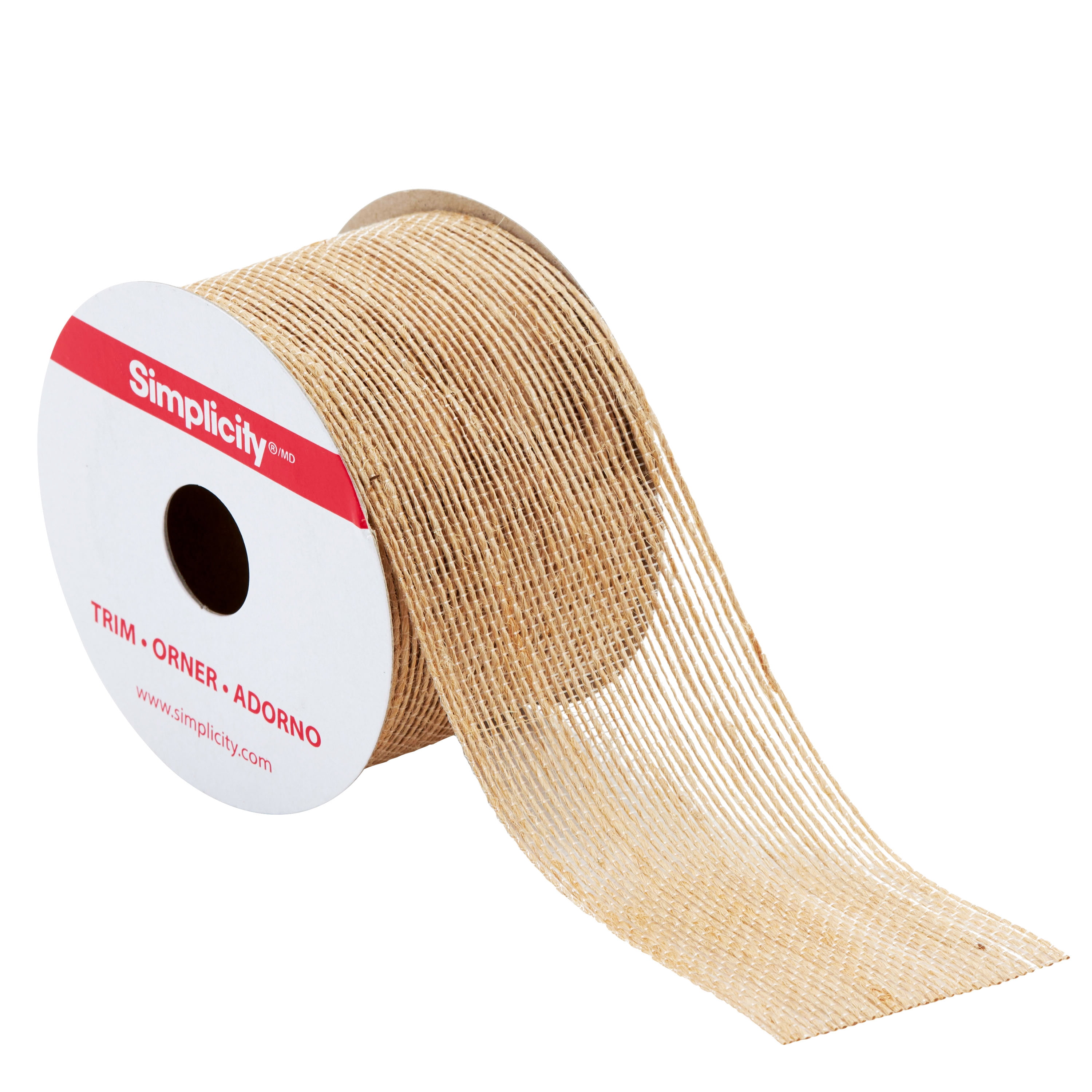 (2 pack) Simplicity Trim, Natural 2 inch Jute Natural Stripe trim great for apparel, costumes, home decorating, and crafts, 3 Yards, 1 Each