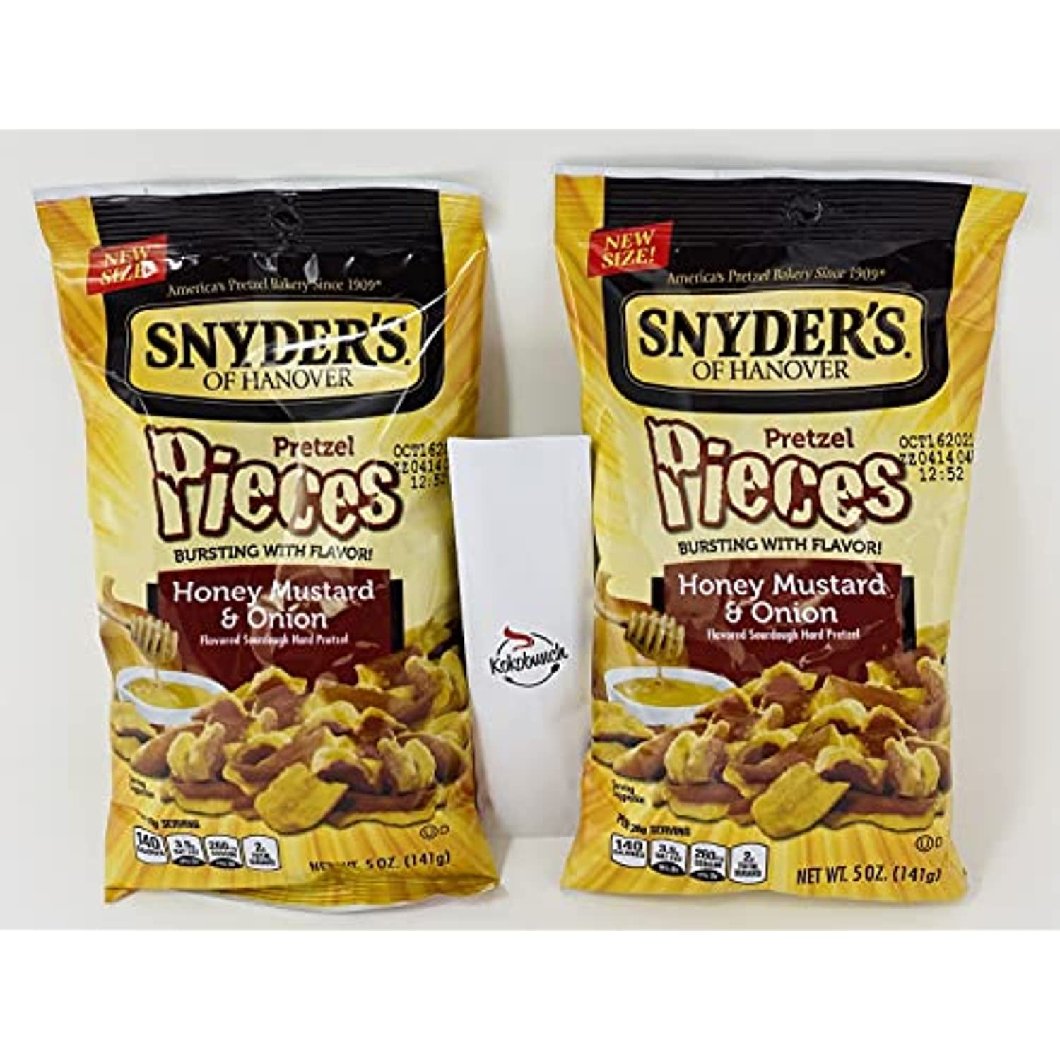 Snyders Of Hanover Pretzels Pieces Honey Mustard & Onion Sourdough Pretzel Bits Bundle With Kokobunch Kit | 2 Pk - 5 Oz