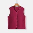 thumbnail image 2 of Uaswgudfs Women's Winter V - Neck Quilted Vest Button Front Thermal Fleece Lined Innerwear Top Warm Slim Plus, 2 of 3