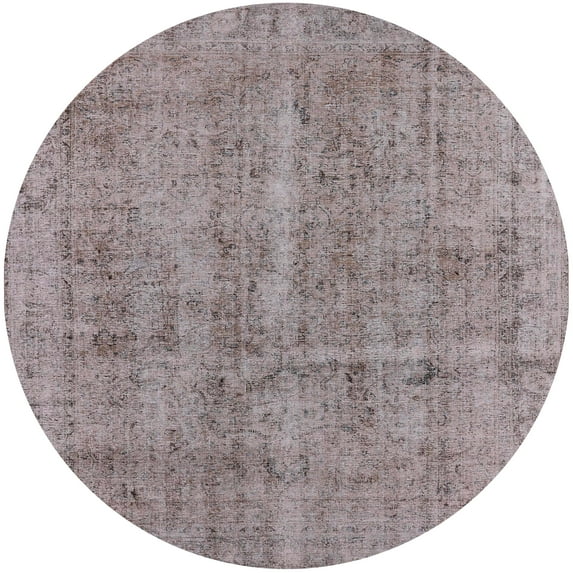 Ahgly Company Indoor Round Mid-Century Modern Silver Pink Oriental Area Rugs, 6' Round