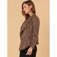 thumbnail image 4 of Chaqueta de gamuza sintética Allegra K Cárdigan Marrón claro XS, 4 of 6