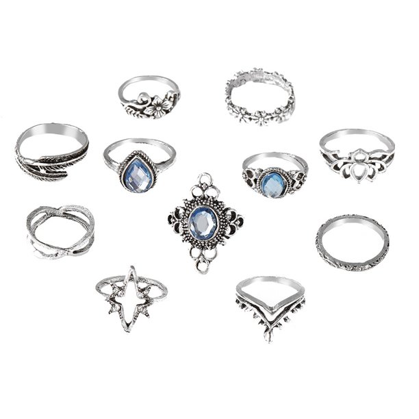 11 PCS RETRO RETRO COLECHOS Anillos de los dedos Anillo creativo de los dedos Joyas con los dedos