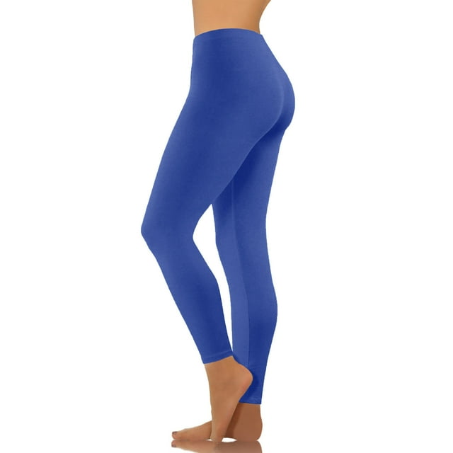 Mefallenssiah Mode Décontractée Femmes Uni Extensible Dames Taille Haute Pantalon Grand Pantalon de Yoga Pantalon Long Bleu TTG