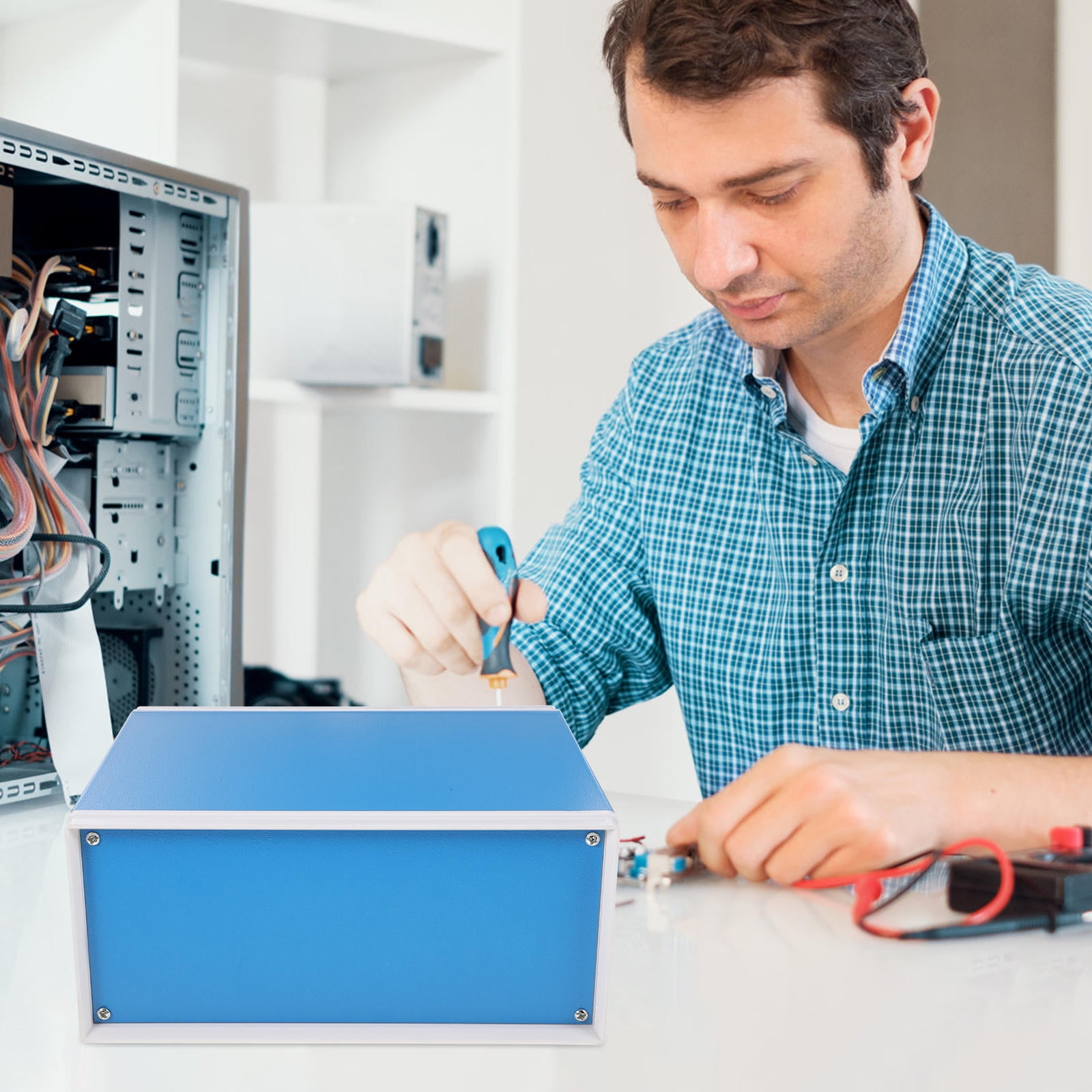 Pawsdot Durable Metal Enclosure Box Blue for Electrical Use Easy Installation