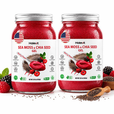 Halevit Wildcrafted Irish Sea Moss Gel, Raw Sea Moss Supplement with Chia Seeds, 32 Oz, Berry Flavor 2