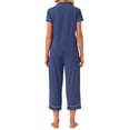 thumbnail image 3 of INSPIRE CHIC Women's Capri Pajamas Short Sleeve Button Down Tops with Pants 2 Piece Sleepwear Lounge Set with Pockets M Blue, 3 of 6