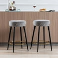 thumbnail image 6 of Duhome Elegant Lifestyle Velvet Counter Stools Set of 2, 24" Upholstered Bar Stools Round Kitchen Stools with Footrest Gray & Gold, 6 of 7