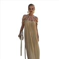 thumbnail image 1 of Vestido de Fiesta con Cuello Halter y Nudo de Cuerda para Mujer (Verano 2024) Beige Talla Única, 1 of 9