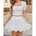 thumbnail image 4 of Women's Pleated Skater Skirt Basic Casual High Waisted Ruffles Flared Mini Lingerie Skirts, 4 of 6