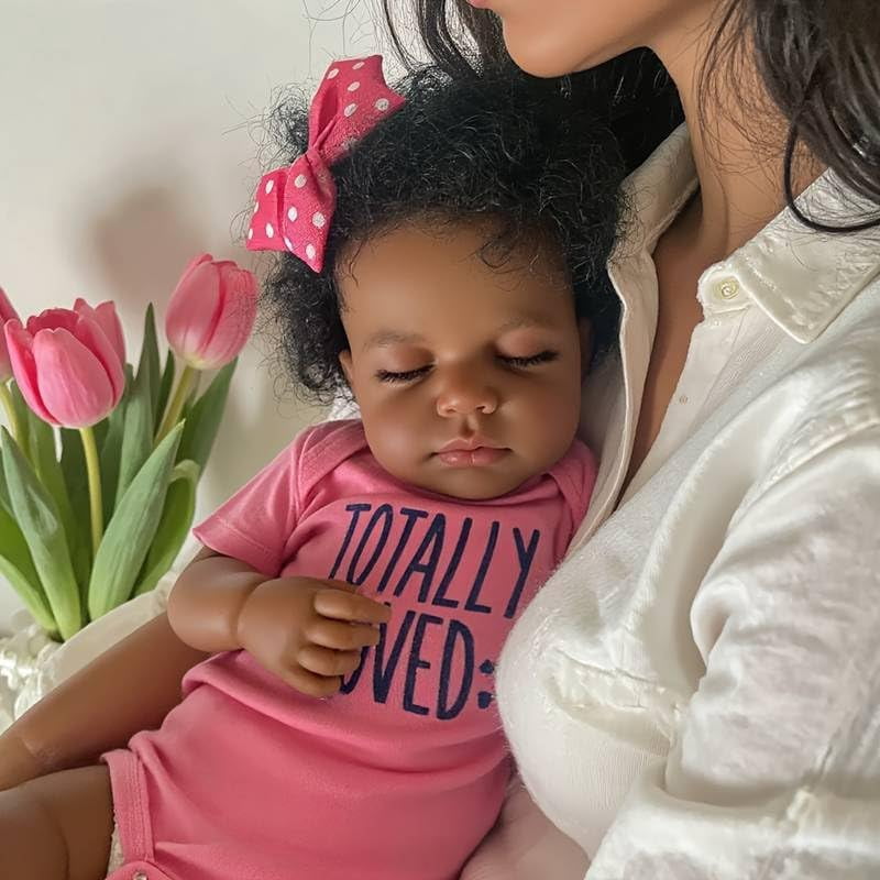 Lifelike Reborn Baby Dolls Black Girl 20 Inch Realistic Newborn Baby Dolls Realistic African American Reborn Doll Toy with Clothes