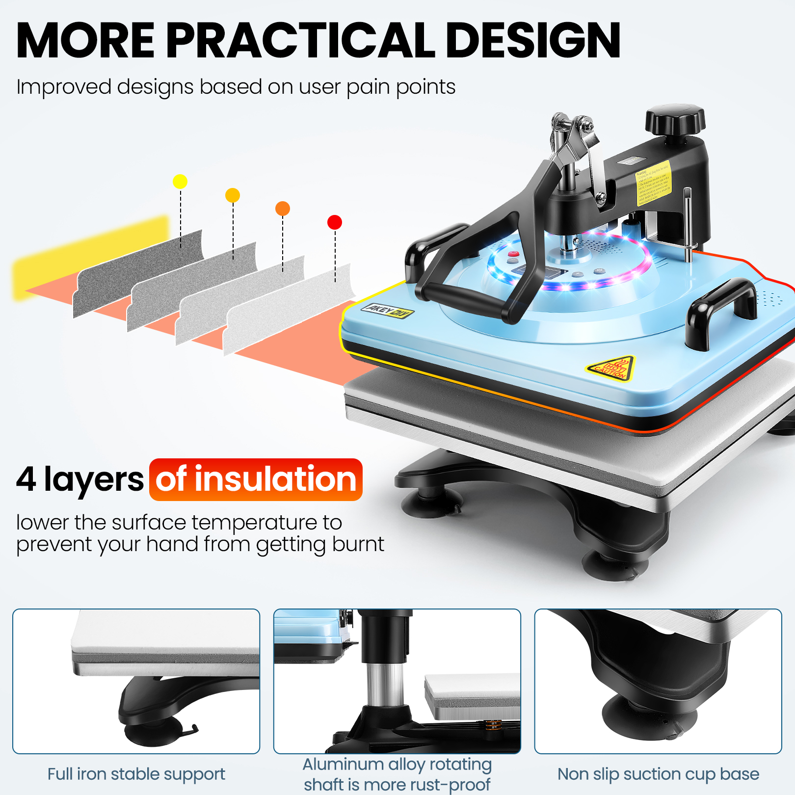 Adnoom 12 x 15 Multifunctional 8 in 1 Heat Press Machine with Double-Tube Heating Design, 360°Swing Away Heat Press with Digital LED Control, Sublimation Vinyl Heat Pressure for T Shirts/Mug/Plate