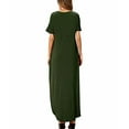 thumbnail image 2 of Robe Maxi d'Été pour Femmes, Décontractée, Poches, Longue, Manches Courtes, Fendue, Vert Armée m, 2 of 5