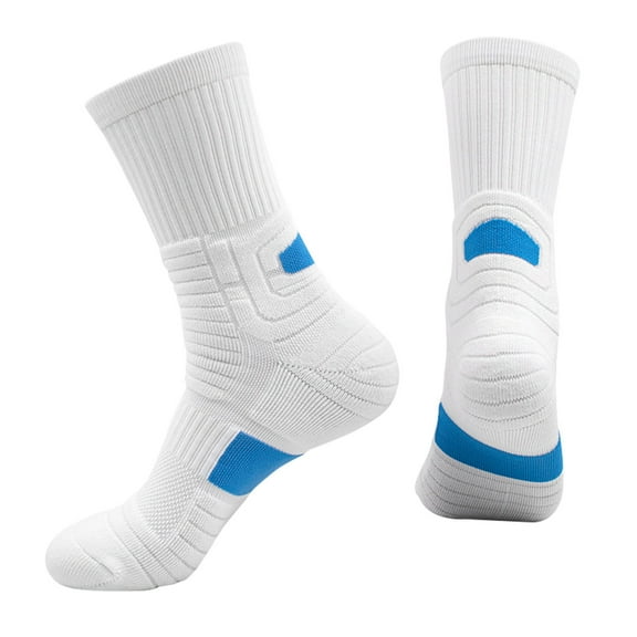 JUUYY Men's Cotton Cushion Crew Socks Moisture Wicking Breathable Thick Warm Thermal for Athletic Heavy Duty Work Boot Blue Free Size