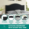 thumbnail image 5 of Queen Size Upholstered Nail Trim Head Headboard, 12 Adjustable Positions, Wall Mounted Linen Fabric Headboard in White, 5 of 16