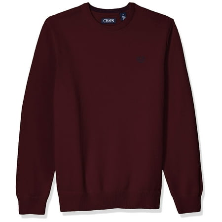 Chaps Men's Classic Fit Cotton Crewneck Sweater, Rich Ruby, S