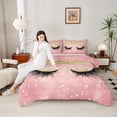 thumbnail image 4 of Castle Fairy Elegant Eyelash Girl 3 Pieces Queen Comforter Set,Bling Makeup Ultra Soft Bedding Sets,Dreamy Princess Bedding Comforter Set Breathable,Microfiber Bedroom Decor,Reversible, 4 of 8