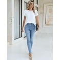thumbnail image 5 of Women Dressy Casual Tops Business Work Blouses Summer Shirts Short Sleeve Crew Neck Outfits, 5 of 7