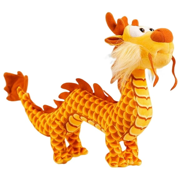 15.7" Chinese Dragon Plush Toy, Soft Stuffed Animal Doll Mascot, New Year, Birthday Gift for Kids, Gold