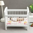 thumbnail image 1 of Juego de muebles de cuna de madera para  1:12 con colchón, simulación de cuna para muñecas para muñecas, decoración artesanal, CUTICAT casa de muñecas en miniatura cuna, 1 of 8