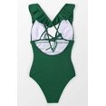 thumbnail image 2 of Women's One Piece Swimsuit Ruffle Deep V Neck Strappy Swimwear Bathing Suits, 2 of 5