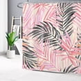thumbnail image 2 of Tropical Palm Leaf Shower Curtain Decor,Grey and Pink Watercolor Plant Leaves on Beige Shower Curtains for Bathroom 72X78 inch Polyester Fabric Bathroom Decoration Bath Curtains Hooks Included, 2 of 6