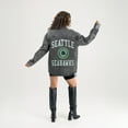thumbnail image 3 of Women's Gameday Couture Black Seattle Seahawks Oversized Style's the Limit Micro-Rhinestone Stripe Washed Denim Button, 3 of 4
