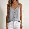 thumbnail image 6 of SwiftWear Women's V Neck Camisole Button Front Loose Fit Spaghetti Strap Summer Tank Top Cotton Casual Tops for Daily Beach Vacation, 6 of 7