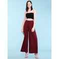 thumbnail image 5 of Made by Johnny Women's Pleated Wide Leg Palazzo Pants with Drawstring ONESIZE WINE, 5 of 6